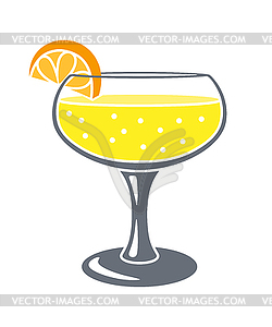 Champagne cocktail in glass. Alcoholic drink for - vector clipart