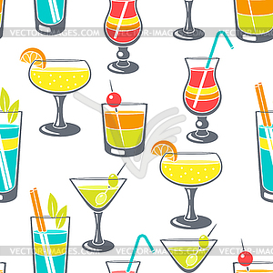 Seamless pattern with cocktails in glass. - vector image