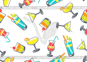Seamless pattern with cocktails in glass. - vector clipart