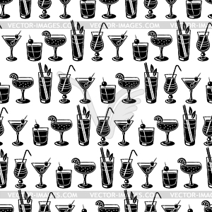 Seamless pattern with cocktails in glass. - vector image