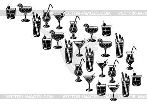 Background with cocktails in glass. Alcoholic - vector clipart