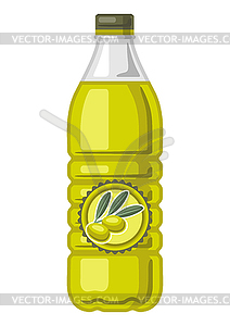 Plastic bottle with olive oil. Image for culinary - vector clip art