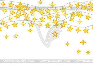 Background with garland of star light bulbs. Merry - vector image