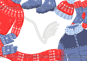 Background with warm winter clothes. for advertisin - vector EPS clipart