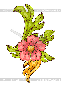 Decorative floral element in baroque style. Colorfu - vector image