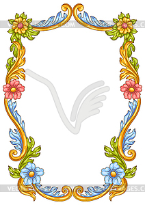 Decorative floral frame in baroque style. Colorful - vector image