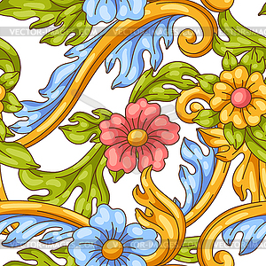 Decorative floral seamless pattern in baroque style - vector image