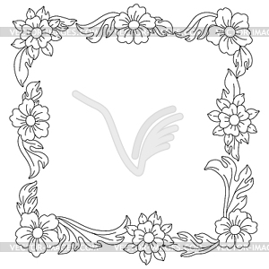 Decorative floral frame in baroque style. Black - vector clipart