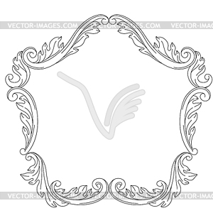 Decorative floral frame in baroque style. Black - vector EPS clipart