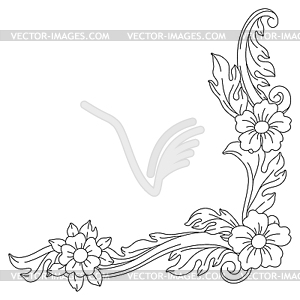 Decorative floral corner in baroque style. Black - vector image