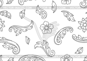 Decorative floral seamless pattern in baroque style - stock vector clipart