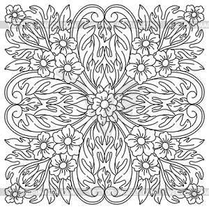 Decorative floral ceramic tile in baroque style. - vector clipart
