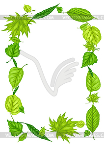 Frame with spring leaves. Beautiful decorative - vector image