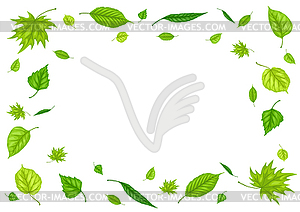 Frame with spring leaves. Beautiful decorative - vector clip art