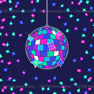 Disco ball. Mirror glitter sphere with reflecting - vector clip art