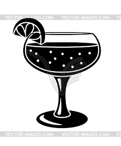 Champagne cocktail in glass. Alcoholic drink for - vector image