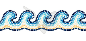 Ancient mosaic wave seamless pattern. Decorative - vector clipart