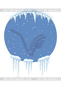 Winter background with icicles. Merry Christmas - vector clipart