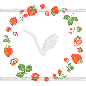 Frame with red strawberries. Decorative berries - vector clipart