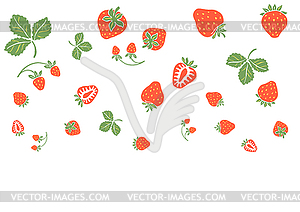 Background with red strawberries. Decorative berrie - vector clip art