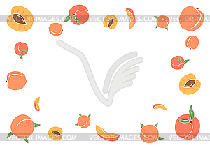 Frame with colored peaches. Decorative fruits and - vector image