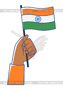 Hand holding flag of India. Indian national - vector image