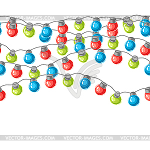 Seamless pattern with garland of light bulbs. - vector image