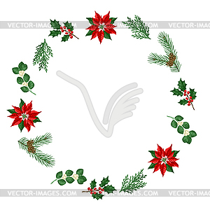 Frame with winter plants. Merry Christmas and - vector EPS clipart