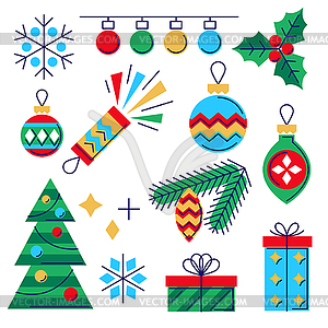 Merry Christmas and Happy New Year set. Holiday - vector clipart