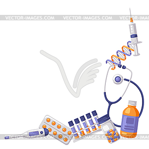Background with medical and healthcare items. - vector clip art