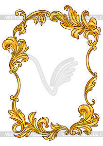Decorative floral frame in baroque style. Golden - vector image