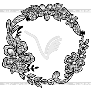 Lace decorative frame with flowers and leaves. - vector clip art