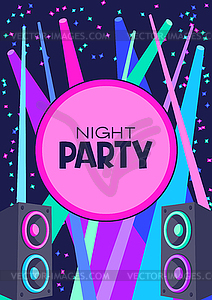 Disco party flyer or concert poster. Colored - vector clipart