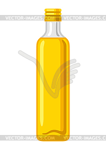 Стеклянная бутылка с подсолнечным маслом. Изображение для - иллюстрация в векторном формате