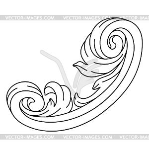 Decorative floral element in baroque style. Engrave - vector image