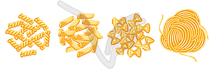 Italian various pasta. Culinary image for menu and - vector image