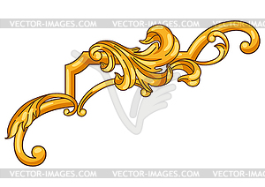 Decorative floral corner in baroque style. Golden - vector image