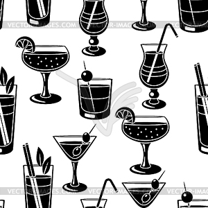 Seamless pattern with cocktails in glass. - vector clip art