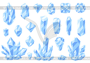 Set of crystals or crystalline minerals. Jewelry - vector clip art