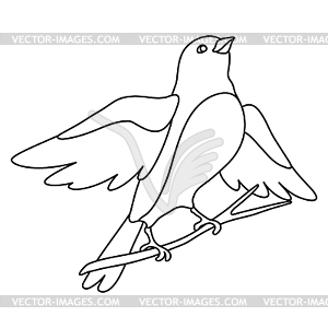 Cute bird sitting on branch. birdie in simple style - royalty-free vector image