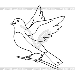 Cute bird sitting on branch. birdie in simple style - vector clip art