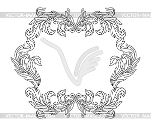 Decorative floral frame in baroque style. Engraved - vector image