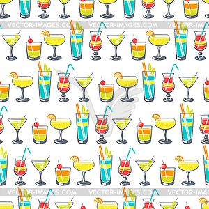 Seamless pattern with cocktails in glass. - vector clipart