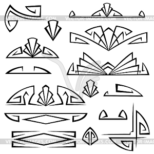 Art Deco set of elements. Abstract decorations in - vector clipart