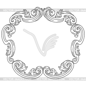 Decorative floral frame in baroque style. Engraved - vector clipart