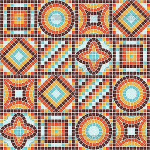 Ancient mosaic seamless pattern. Decorative - vector image