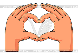 Happy Valentine Day hands heart gesture. Holiday - vector clipart