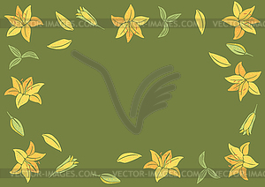 Frame with lily flowers. Beautiful decorative plants - vector clipart