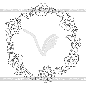 Decorative floral frame in baroque style. Black - vector image