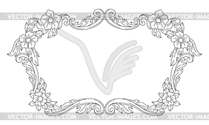 Decorative floral frame in baroque style. Black - vector clipart